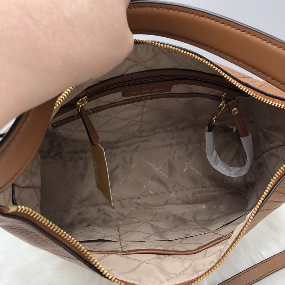 **SOLD** NWT Michael Kors Aria Luggage Brown Leather Shoulder Handbag/Crossbody - Picture 6 of 10